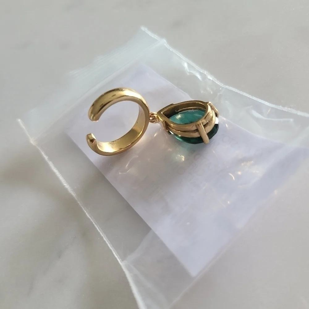 Cornelia Webb 24K Goldplated Quartz Ear Cuff, Emerald, NWT